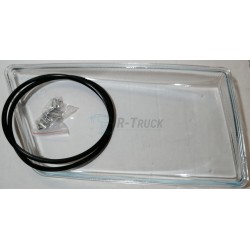 Man TGX head lamp glass with rim and clip LH e-mark